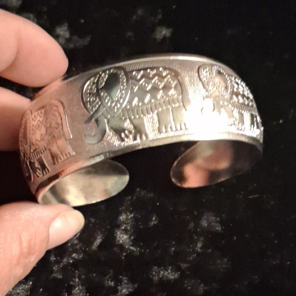 Silver Elephant Cuff Bracelet